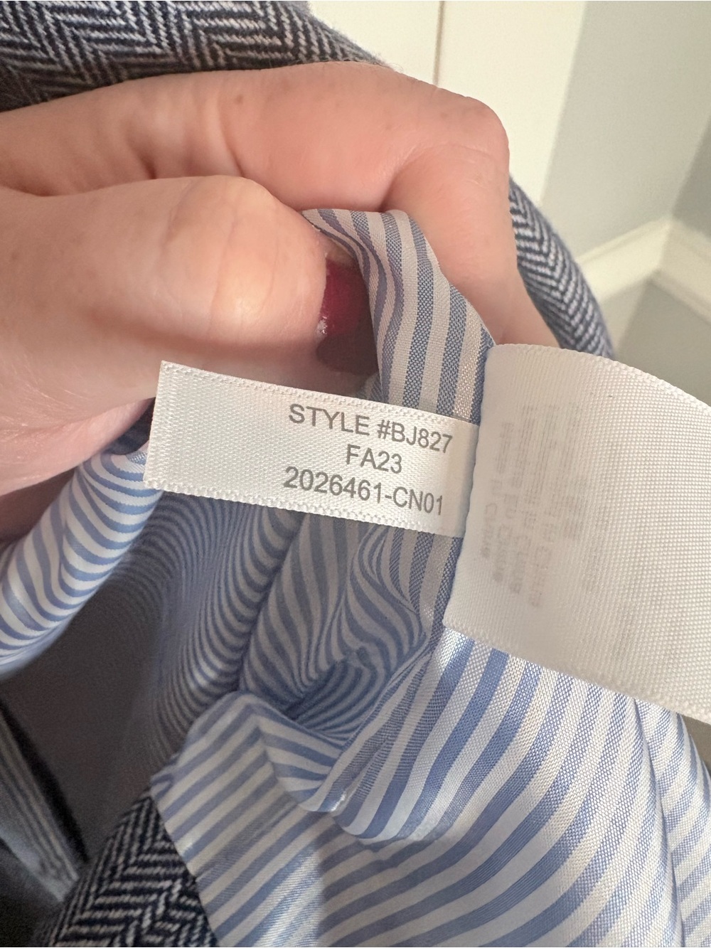 J.Crew Factory Herringbone Wool Blend Schoolboy Blazer Blue Size 4 - Picture 12 of 12